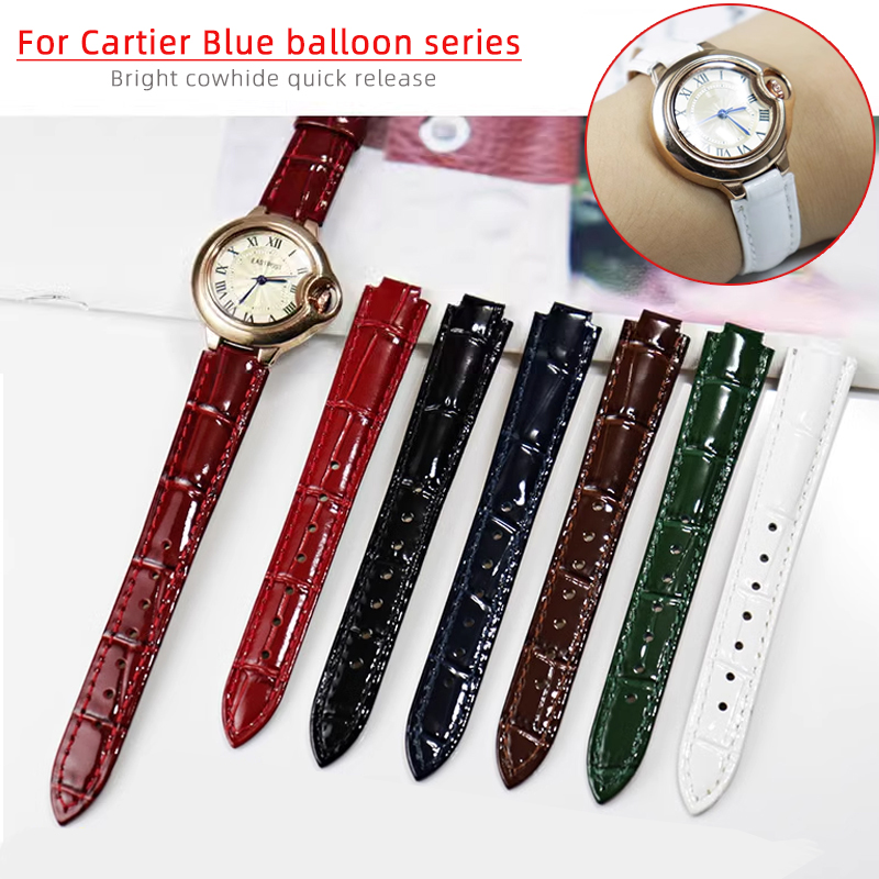 Cartier Watch Ballon Bleu - Gelang jam tangan kulit asli cerah,